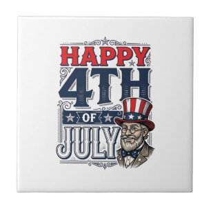 Frohes 4. Juli Vintage-patriotisches Shirt-Design_ Fliese