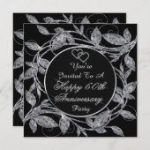 Frohes 60-jähriges Diamond Metallic Blätter Einladung (Vorne/Hinten)