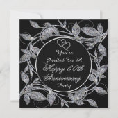 Frohes 60-jähriges Diamond Metallic Blätter Einladung (Vorderseite)