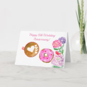 Frohes 6. Hochzeitstag Jubiläum Latte and Donut Karte (Vorderseite)