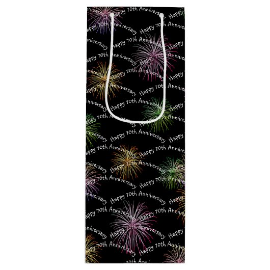 Frohes 70-jähriges Feuerwerk Weinbeutel Geschenktüte Für Weinflaschen (Vorderseite)