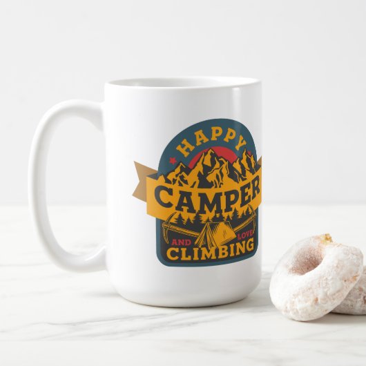 Frohes Camping und Liebe Wandern Kaffeetasse (Mit Donut)