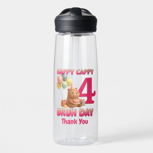 FROHES CAPPY-GEBURTSTAG Custom Capybara 4. Geburts Trinkflasche (Vorne)