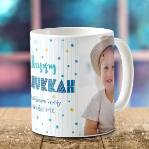 Frohes Chanukka 2 Foto Türkis Lustige Typografie Kaffeetasse