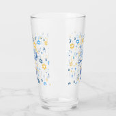 Frohes Chanukka Blau Und Gold Glas (Links)
