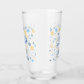 Frohes Chanukka Blau Und Gold Glas (Rechts)