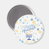 Frohes Chanukka Blau Und Gold Magnet (Vorderseite/Rückseite)