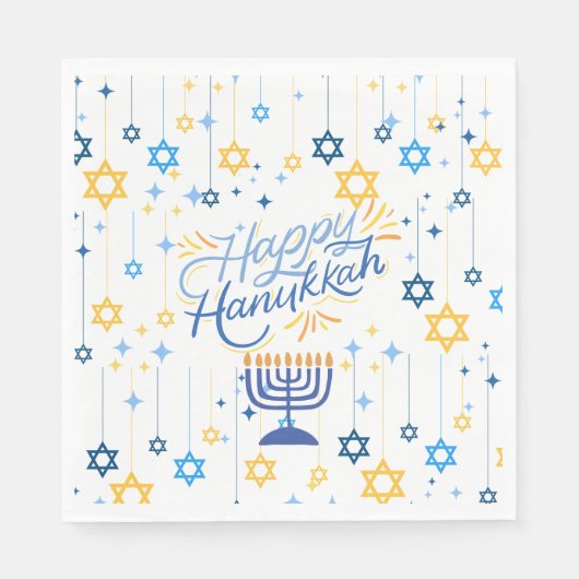 Frohes Chanukka Blau Und Gold Serviette (Vorderseite)