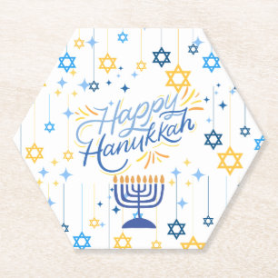 Frohes Chanukka Blau Und Gold Untersetzer