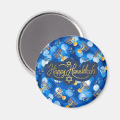 Frohes Chanukka Blau Und Weiß Magnet (Vorderseite/Rückseite)