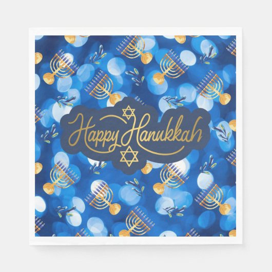Frohes Chanukka Blau Und Weiß Serviette (Vorderseite)
