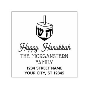 Frohes Chanukka Chanukkah Dreidel Name Adresse Permastempel