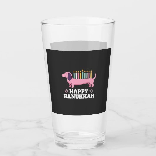 Frohes Chanukka Dachshund Hund Glas (Vorderseite)