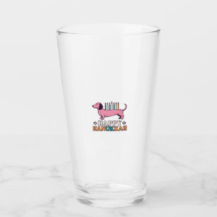 Frohes Chanukka Dachshund Menora Hund Shirt Design Glas