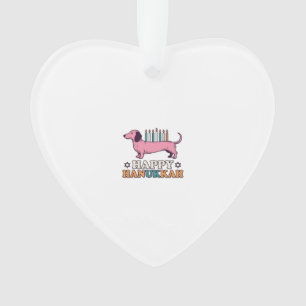Frohes Chanukka Dachshund Menora Hund Shirt Design Ornament