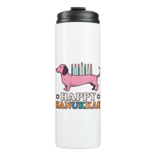 Frohes Chanukka Dachshund Menora Hund Shirt Design Thermosbecher