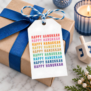 Frohes Chanukka   Einfache Regenbogenfarben-Typogr Geschenkanhänger