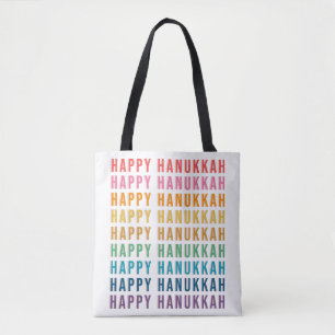 Frohes Chanukka Einfache Regenbogenfarben-Typogr Tasche