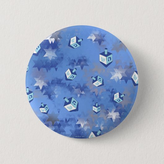 Frohes Chanukka Falling Stern und Dreidels Button (Vorderseite)