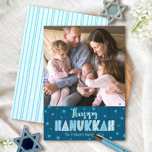 Frohes Chanukka-Foto mit moderner, lustiger Typogr Feiertagskarte