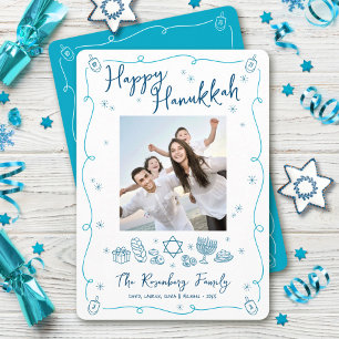 Frohes Chanukka-Foto Whimsische handgezeichnete Kr Feiertagskarte