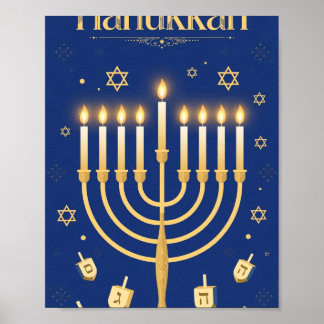 Frohes Chanukka — Golden Menorah Festival Kunst Poster