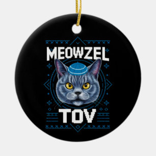 Frohes Chanukka jüdischer Katzenfeiertag Keramik Ornament