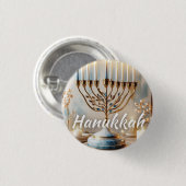 Frohes Chanukka-Menora-Aquarell Moderne Luxus Button (Vorne & Hinten)