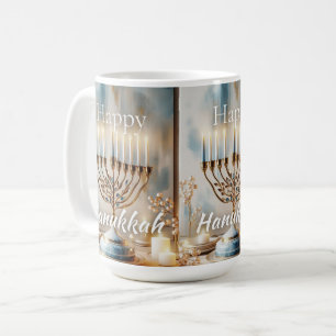 Frohes Chanukka-Menora-Aquarell Moderne Luxus Kaffeetasse
