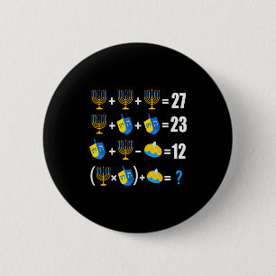 Frohes Chanukka Menora Dreidel Donut Mathe Lehre Button