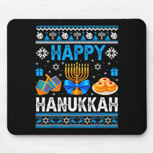 Frohes Chanukka Menora Dreidel Hässliches Chanukka Mousepad