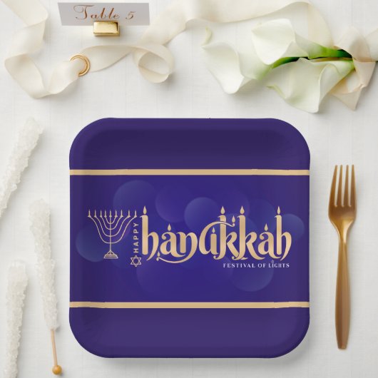 Frohes Chanukka Pappteller (Hochzeit)