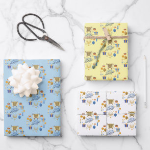 Frohes Chanukka Süße Mischfarbe Geschenkpapier Set