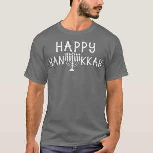 Frohes Chanukka Vintage hebräische Menora jüdische T-Shirt