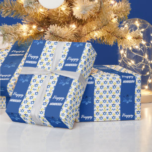 Frohes Chanukka Wasserfarbe David Sterne  Geschenkpapier