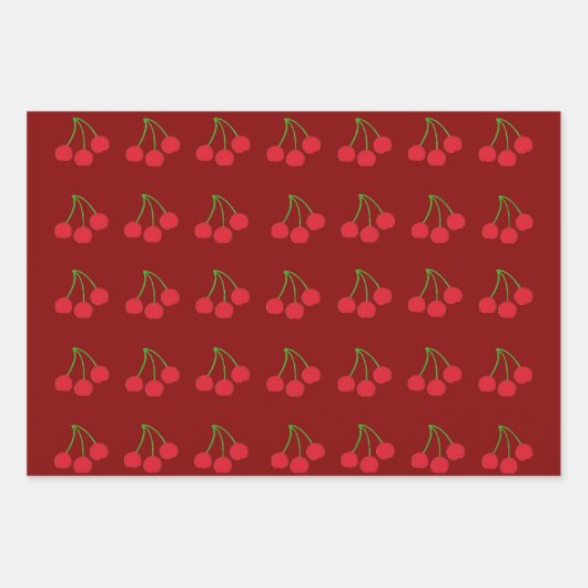 Frohes Cherries Wrapping Paper Geschenkpapier Set (Vorderseite 2)