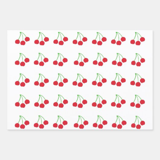 Frohes Cherries Wrapping Paper Geschenkpapier Set (Vorderseite)