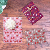 Frohes Cherry Muster - Wrapping Paper Sheet Geschenkpapier Set