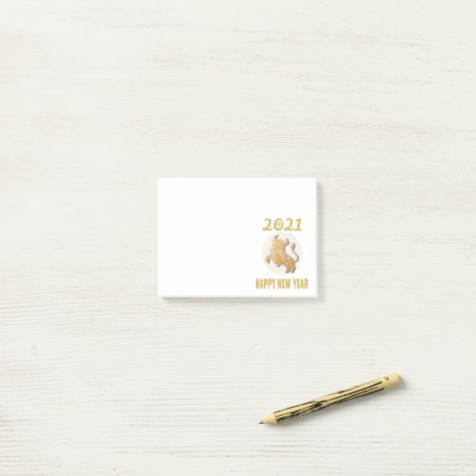 Frohes chinesisches Neujahr 2021 Post-it Klebezettel (Auf Schreibtisch)