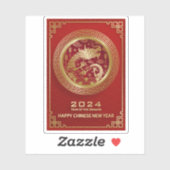 Frohes chinesisches Neujahr 2024 Montag Neues Jahr Aufkleber (Blatt)