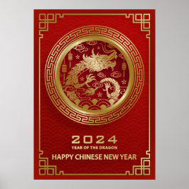 Frohes chinesisches Neujahr 2024 Montag Neues Jahr Poster