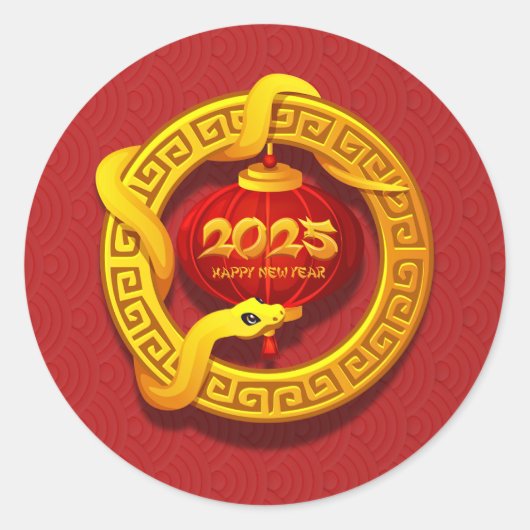 Frohes chinesisches Neujahr 2025 Runder Aufkleber (Vorderseite)