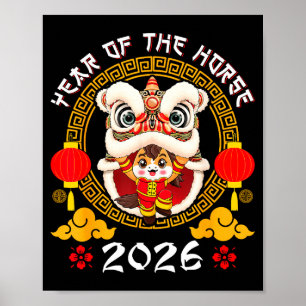 Frohes chinesisches Neujahr 2026 Jahr des Pferdes  Poster