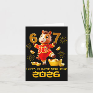 Frohes chinesisches Neujahr 2026 Lustiges Pferd 6 Karte