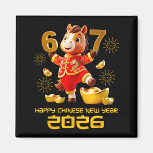 Frohes chinesisches Neujahr 2026 Lustiges Pferd 6 Magnet