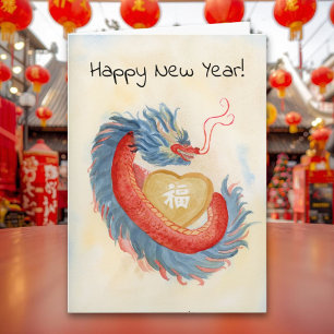 Frohes chinesisches Neujahr Chinesischer Drache mi Karte
