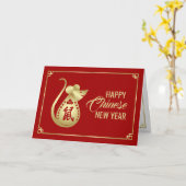 Frohes chinesisches Neujahr der Ratte - 2020 Karte (Gelbe Blume)