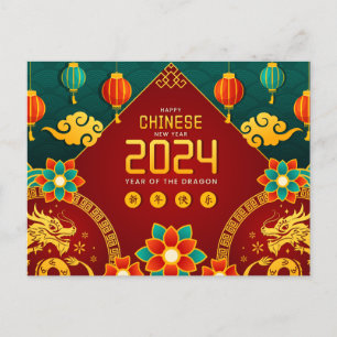 Frohes chinesisches Neujahr des Drachen 2024 Postkarte