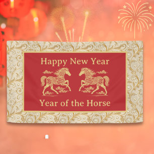 Frohes chinesisches Neujahr des eleganten goldrote Banner