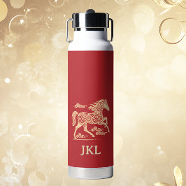 Frohes chinesisches Neujahr des eleganten goldrote Trinkflasche
